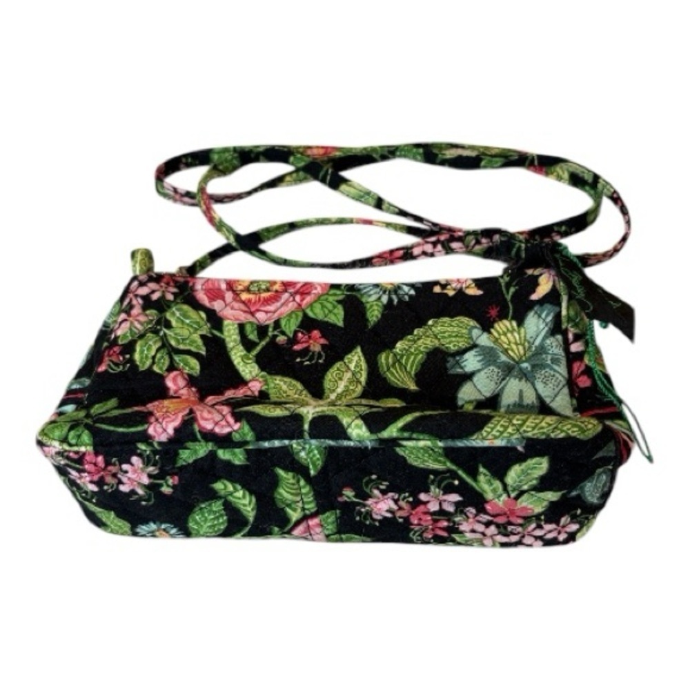 Vera Bradley Floral Quilted Mini Crossbody Bag - Black with Pink & Green